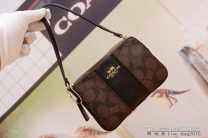 COACH蔻馳 原單級別 COACH 短款零錢包 拉鏈手包 簡單時尚 頭層牛皮 64233  Chz1289
